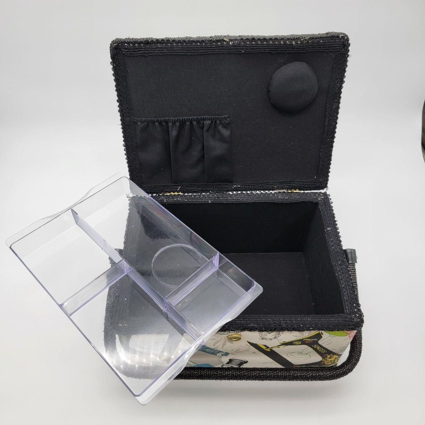 SINGER QuiltPro Padded Sewing Basket Vintage Sewing Machine Fabric