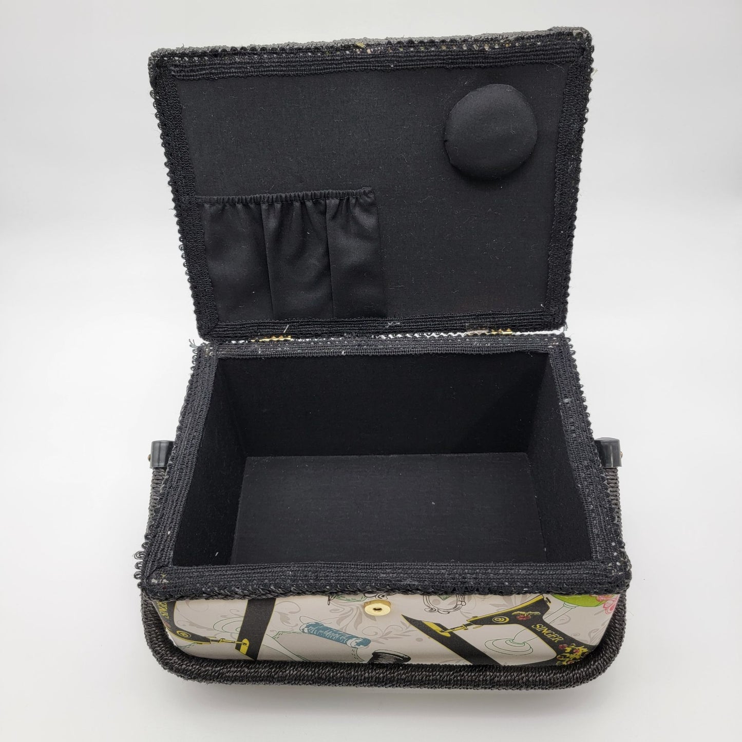 SINGER QuiltPro Padded Sewing Basket Vintage Sewing Machine Fabric