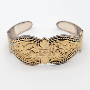 Vintage Two Tone Montana Silversmiths Western Cuff Bracelet