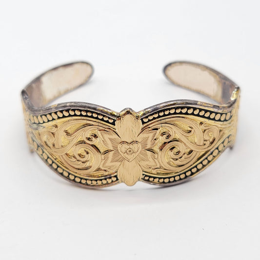 Vintage Two Tone Montana Silversmiths Western Cuff Bracelet