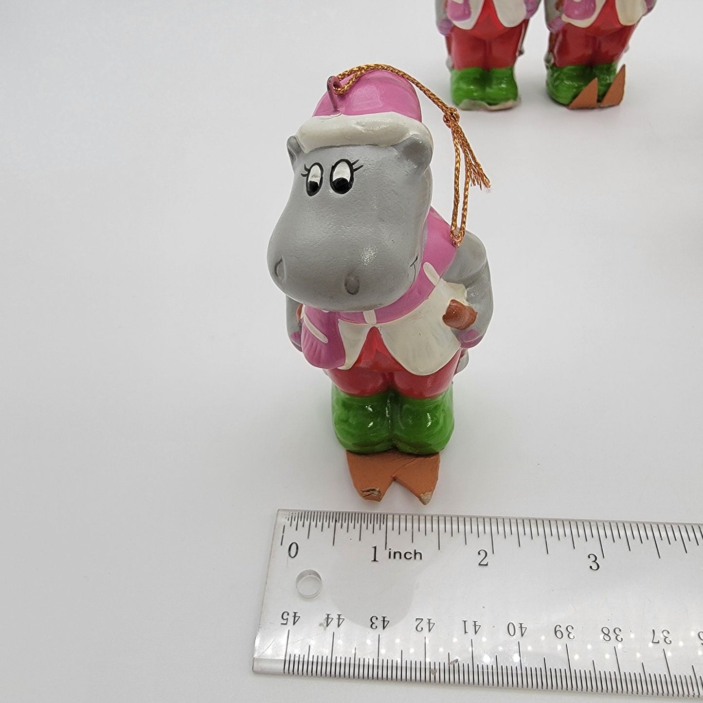 Vintage 1981 Towle Happy Hippo Christmas Ornaments Set Of 6