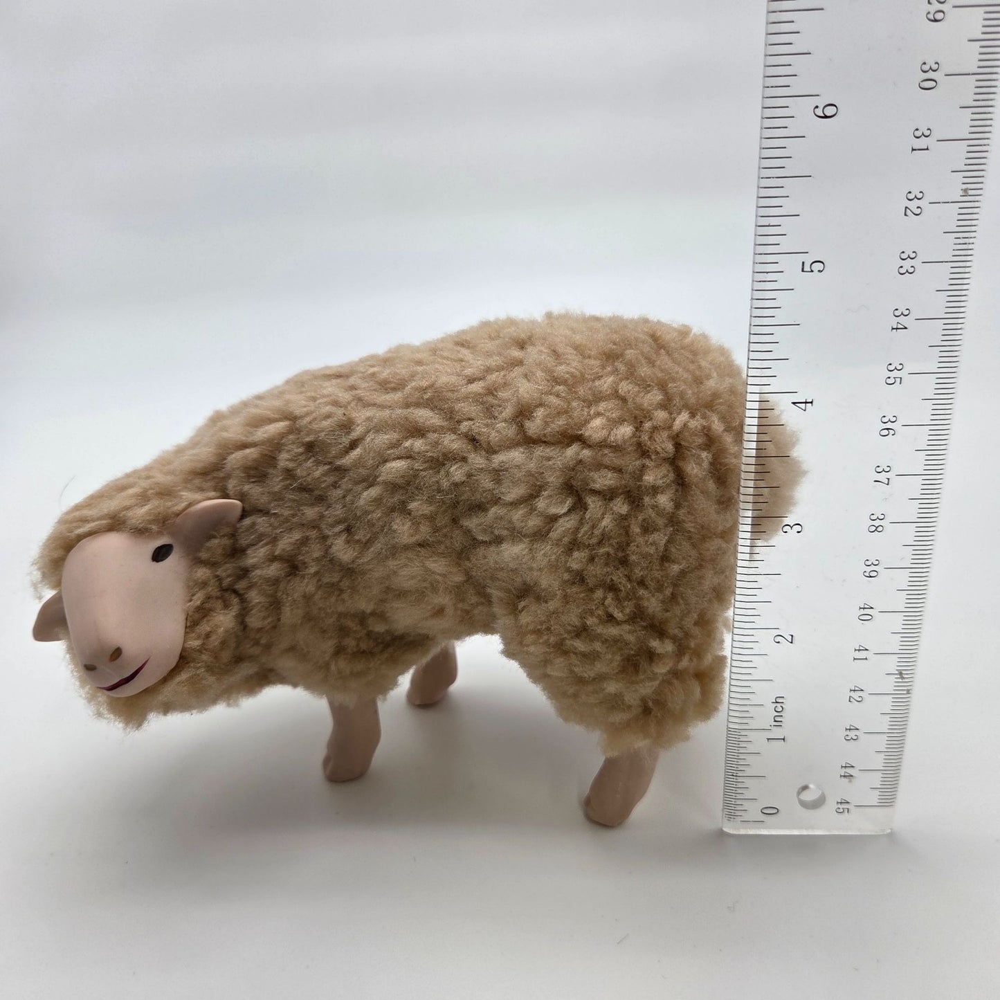 Meier Germany Real Wool Sheep Sculpture - Head Down Looking Up