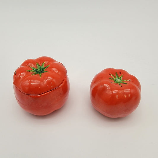 Vintage Tomato Condiment Jar & Salt Shaker