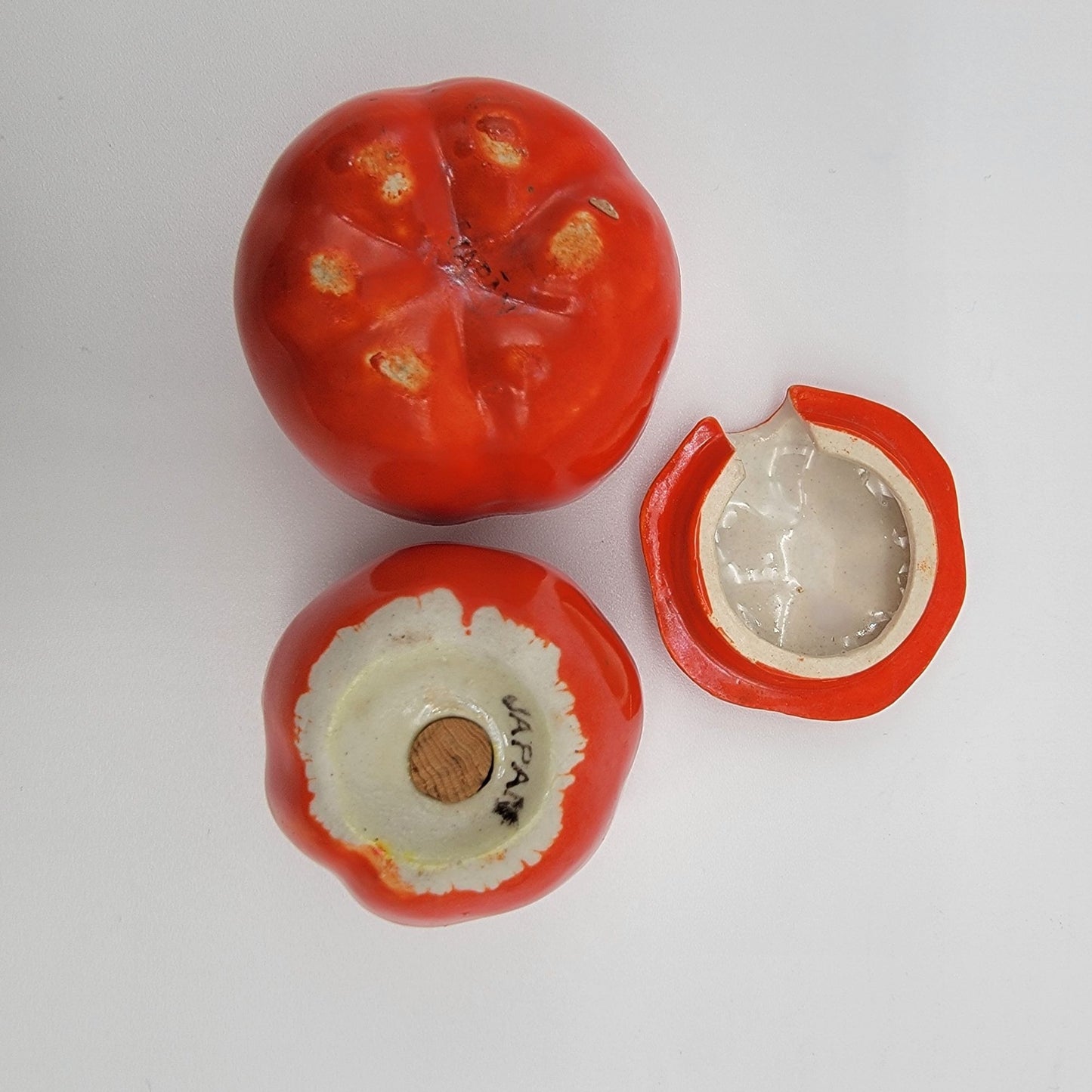 Vintage Tomato Condiment Jar & Salt Shaker