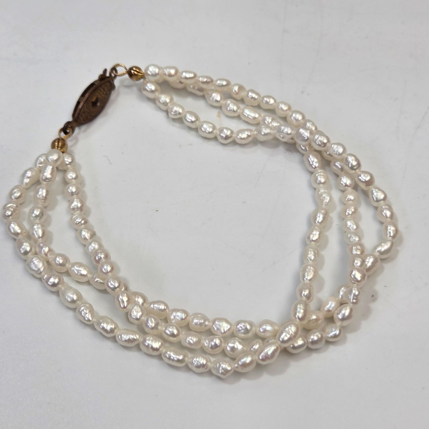 Triple-Strand Freshwater Pearl Bracelet Size 7.5