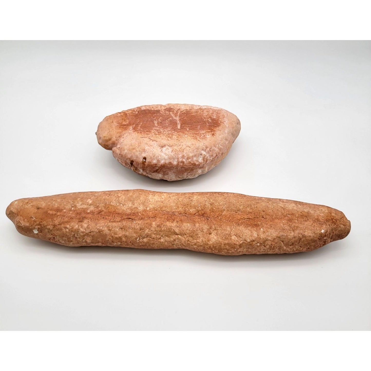 Set Of 2 Faux Loaves Of Bread - Rustic Round Boule & French Baguette