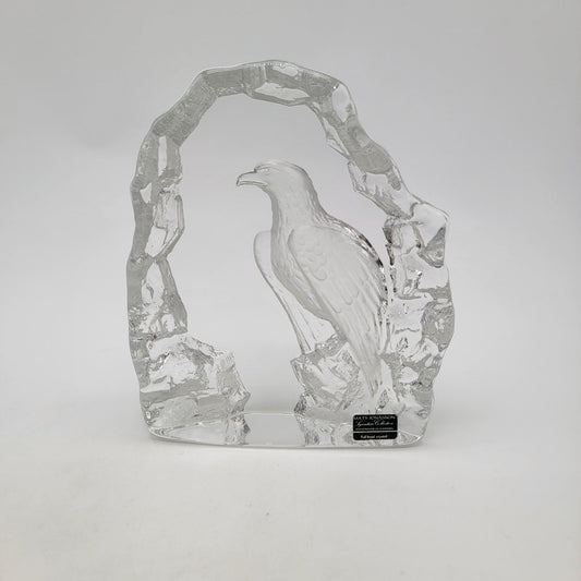 Mats Jonasson Bald Eagle Lead Crystal Sculpture Paperweight