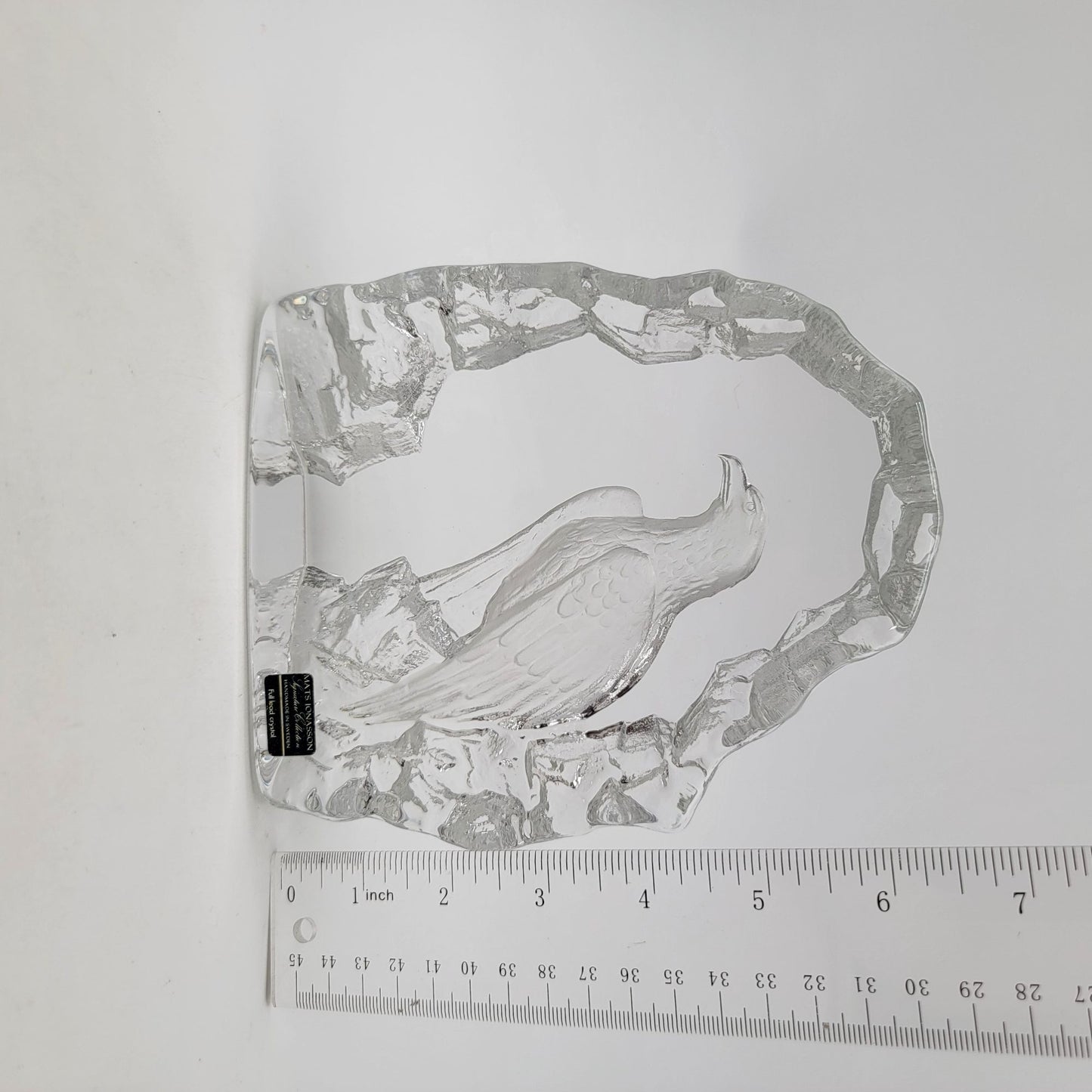 Mats Jonasson Bald Eagle Lead Crystal Sculpture Paperweight