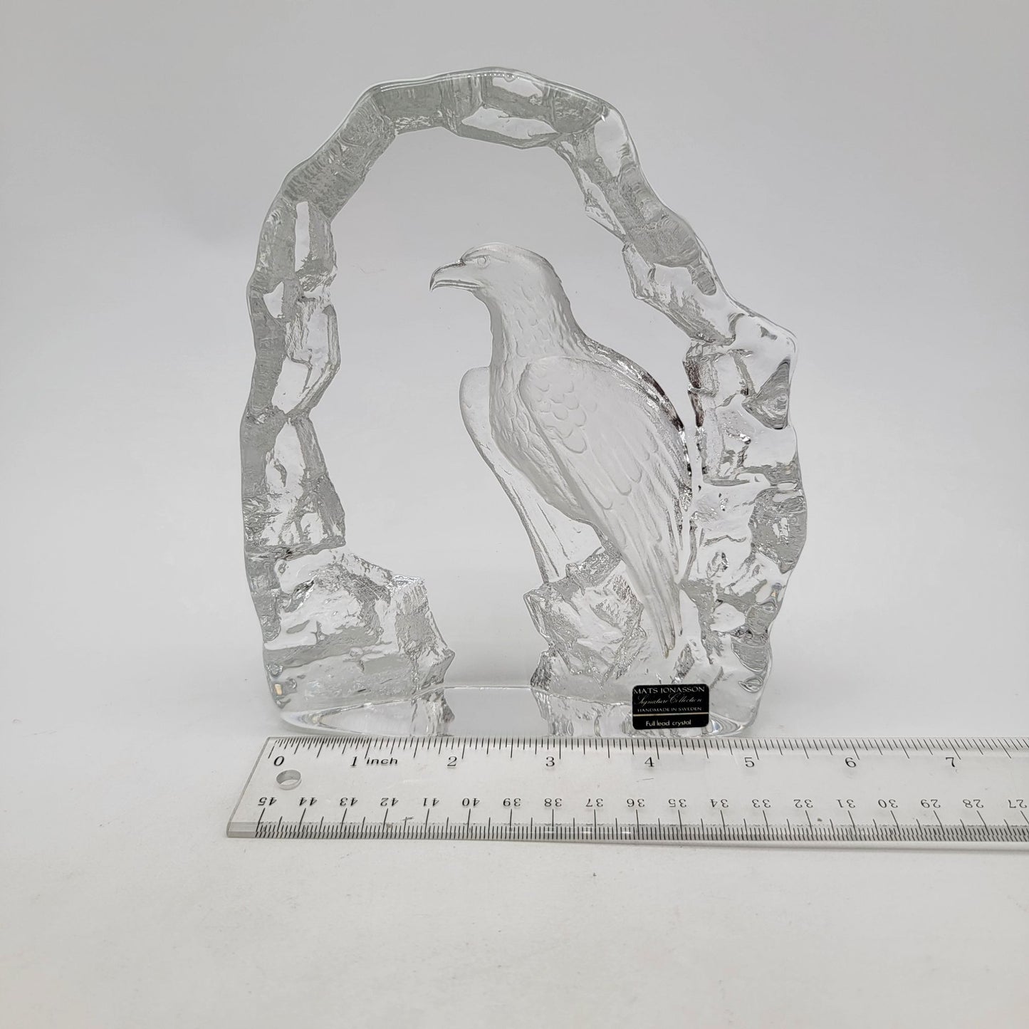 Mats Jonasson Bald Eagle Lead Crystal Sculpture Paperweight