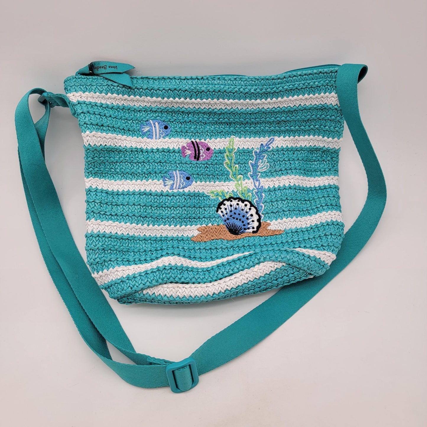 Vera Bradley "Antilles Treasures" Straw Bucket Crossbody Purse