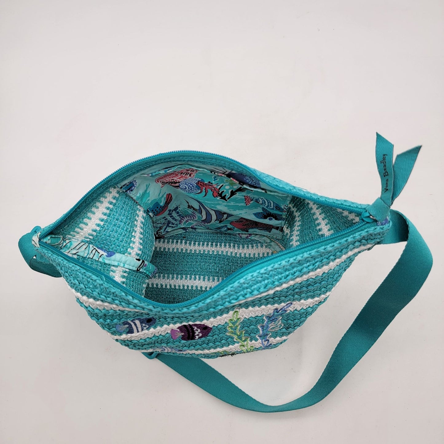 Vera Bradley "Antilles Treasures" Straw Bucket Crossbody Purse