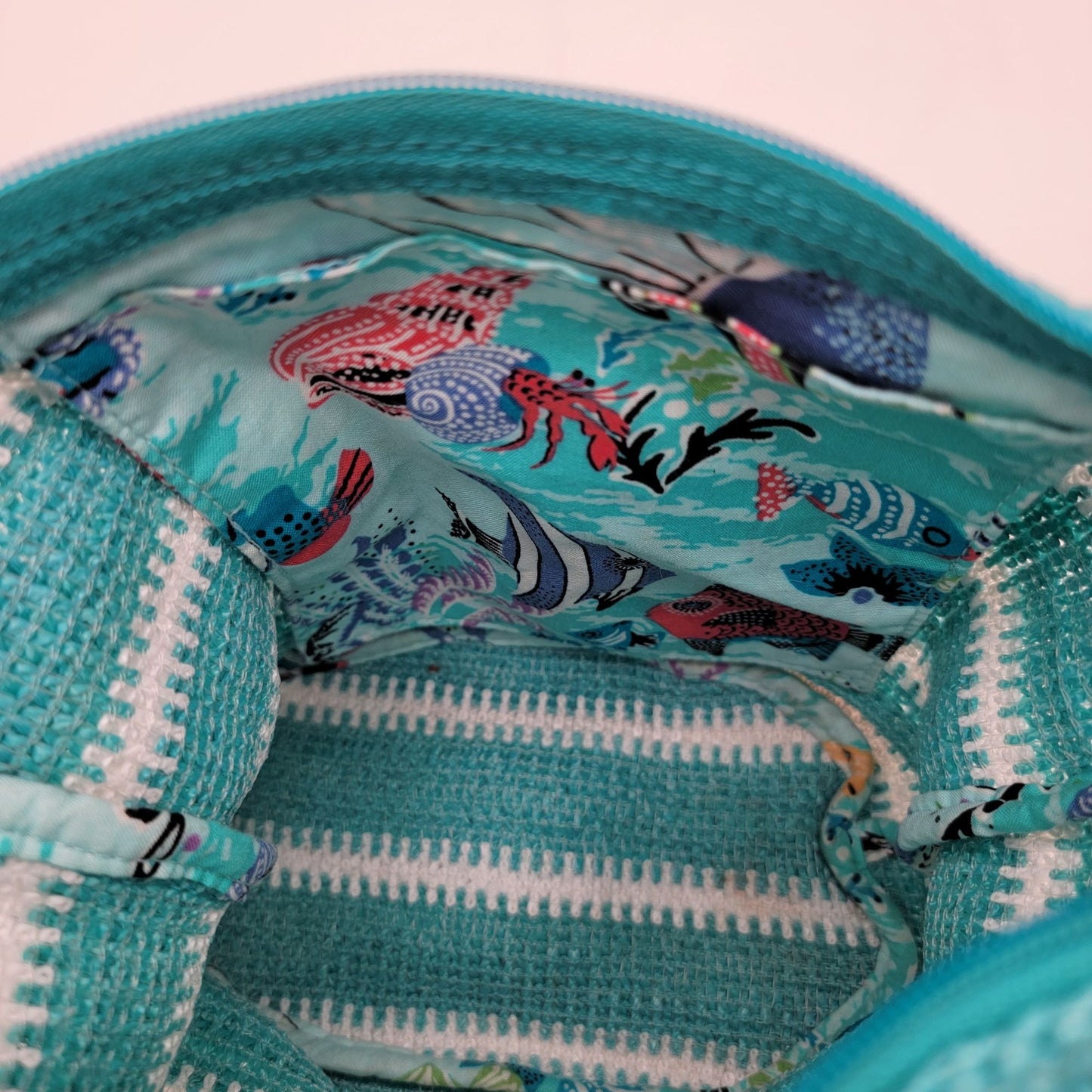 Vera Bradley "Antilles Treasures" Straw Bucket Crossbody Purse