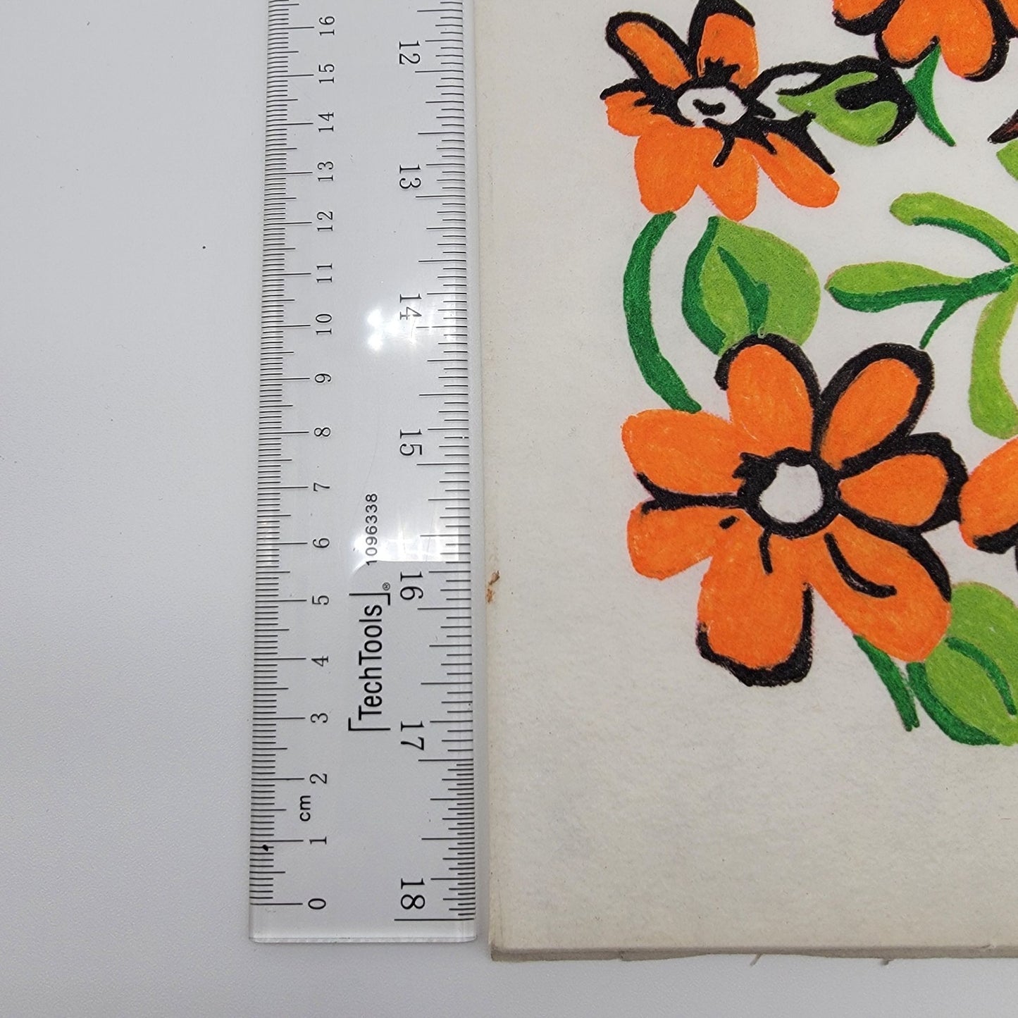 Vintage Hand-Painted Cloth Felt Art Puppy Dog & Orange Flowers