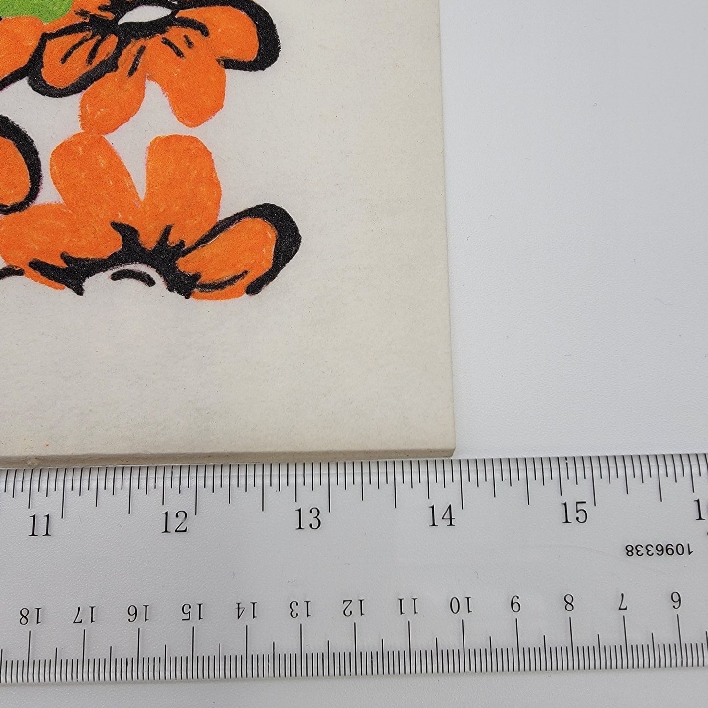 Vintage Hand-Painted Cloth Felt Art Puppy Dog & Orange Flowers