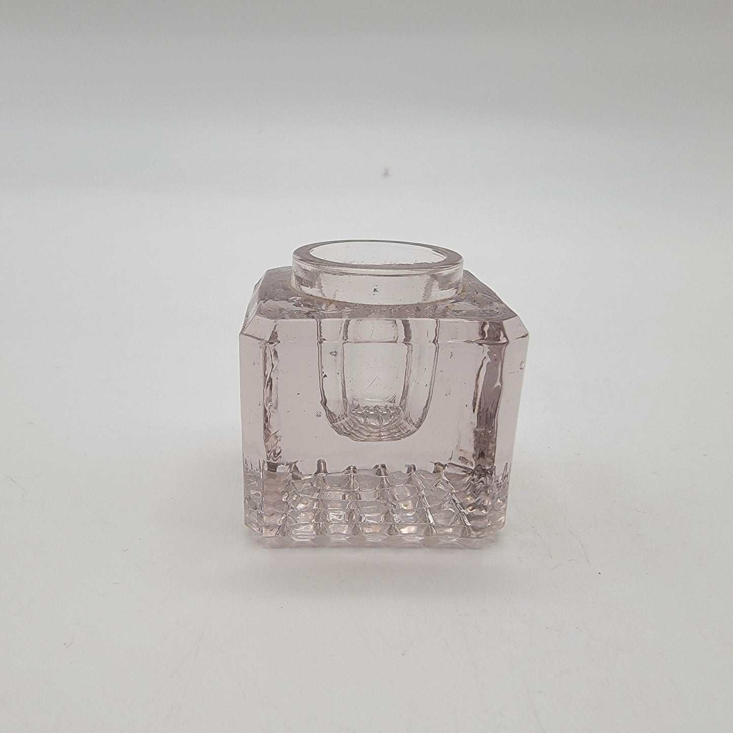 Antique EAPG Glass Inkwell Waffle Pattern