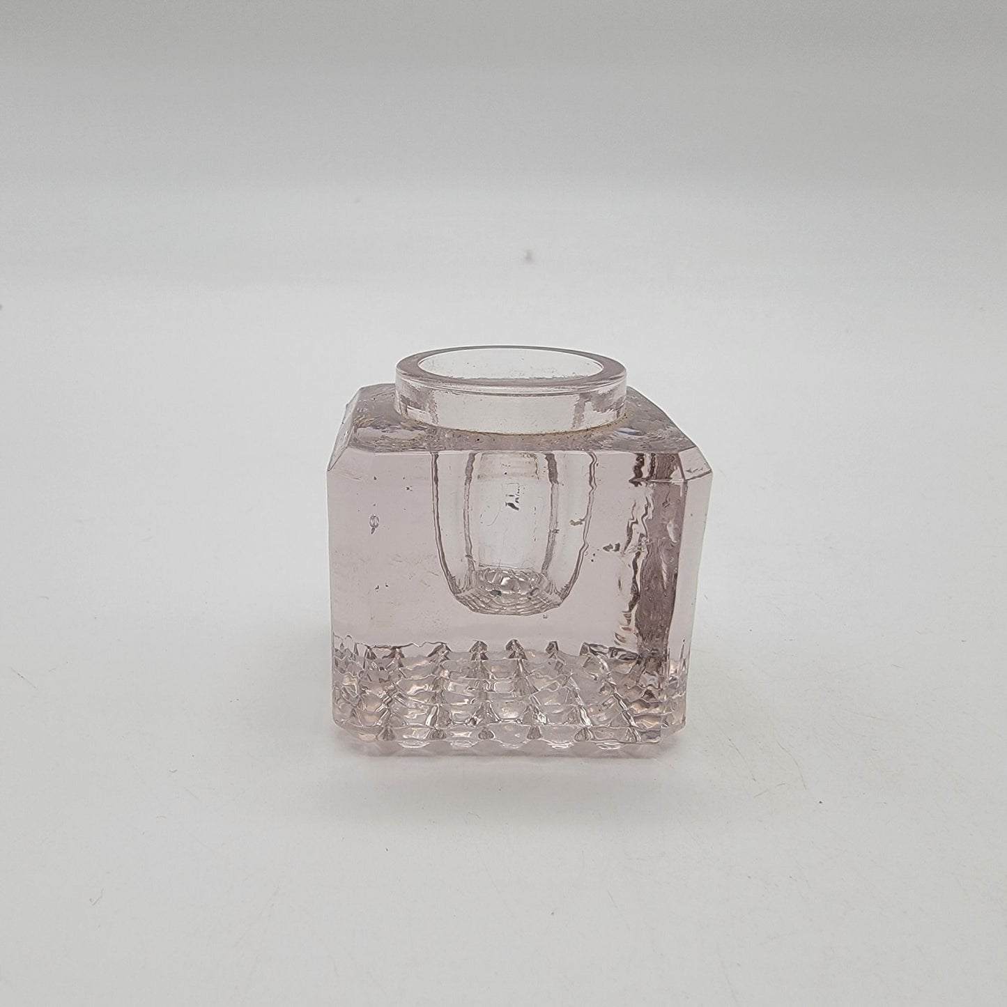 Antique EAPG Glass Inkwell Waffle Pattern