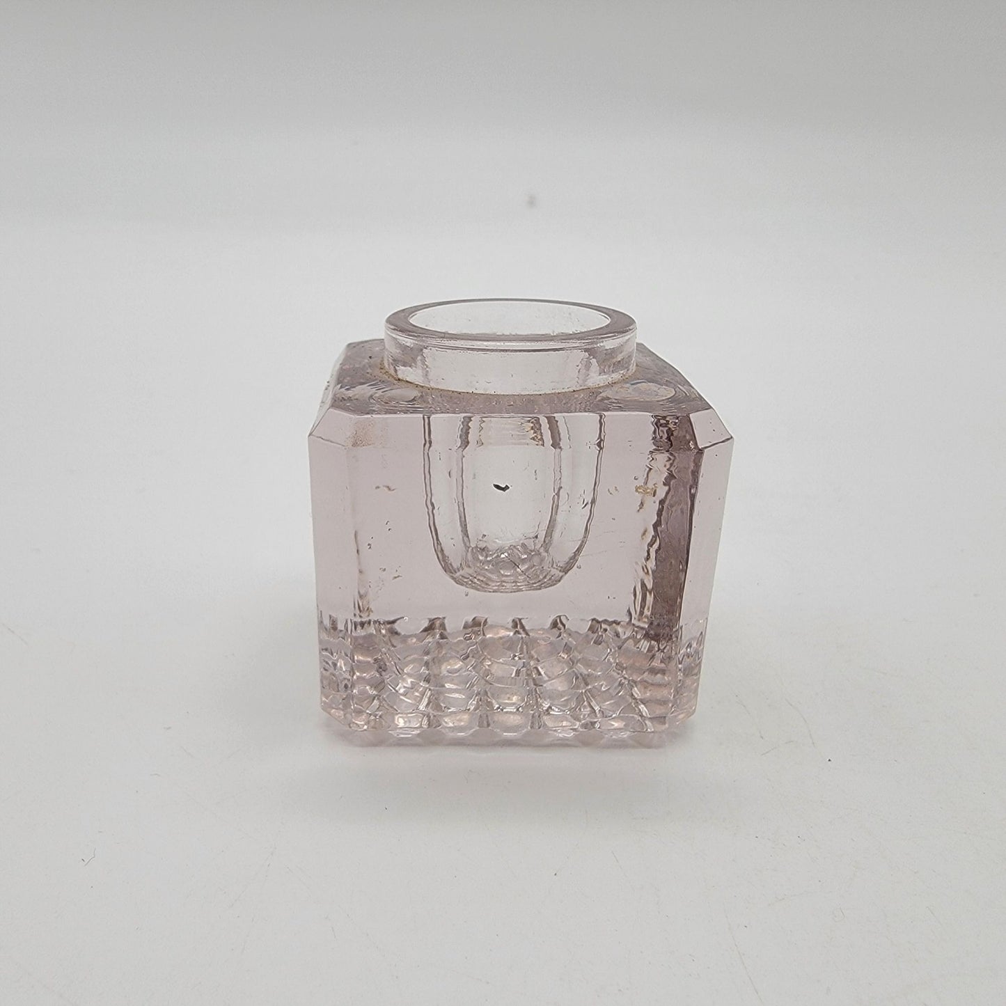 Antique EAPG Glass Inkwell Waffle Pattern
