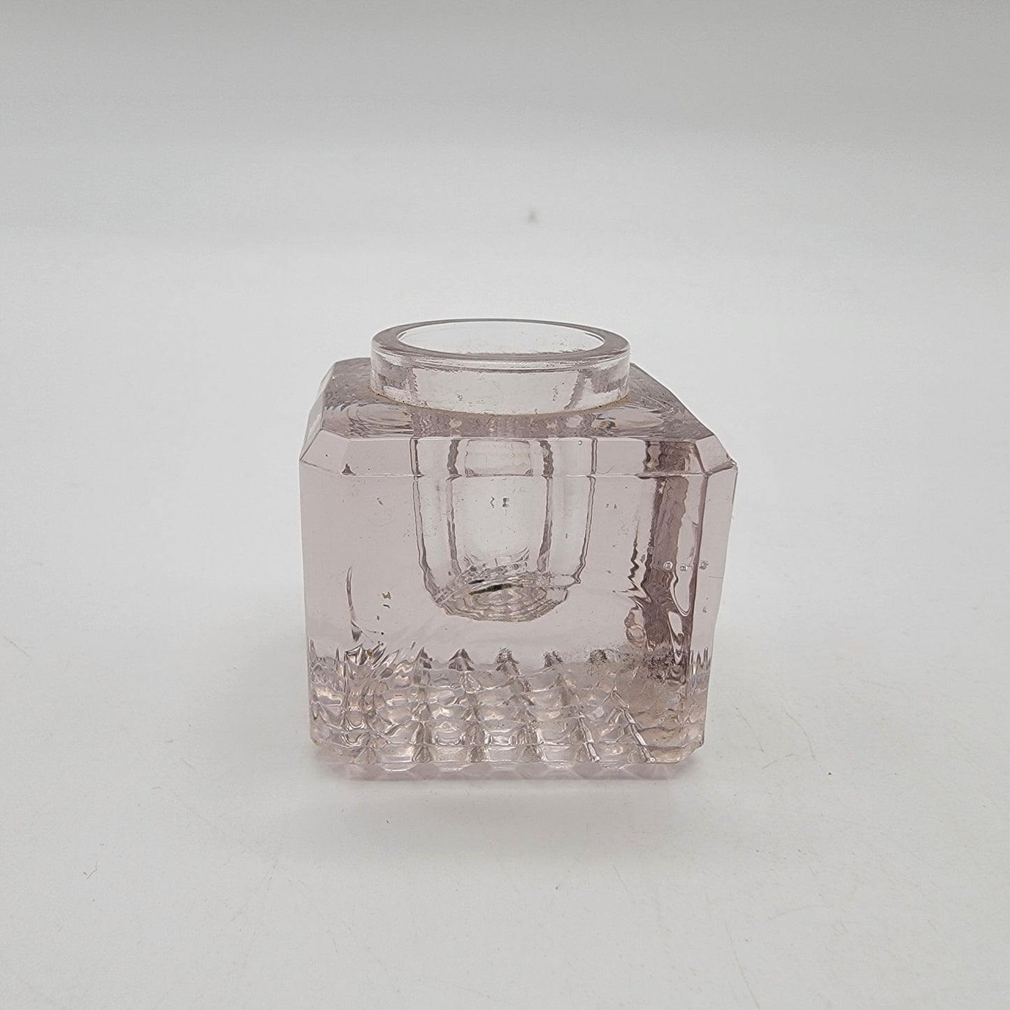 Antique EAPG Glass Inkwell Waffle Pattern