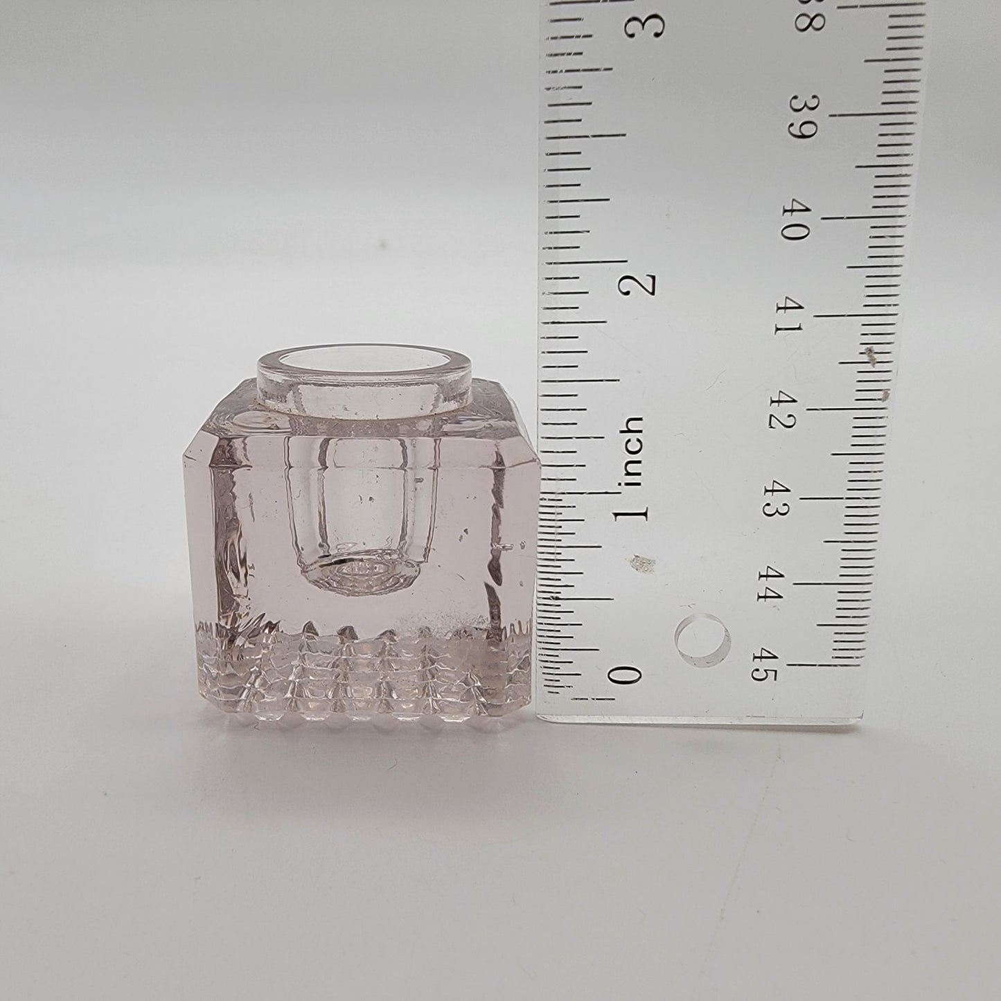 Antique EAPG Glass Inkwell Waffle Pattern