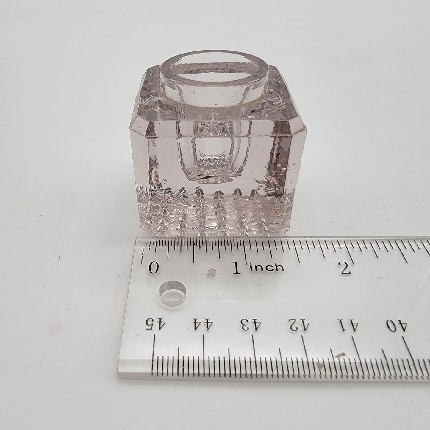 Antique EAPG Glass Inkwell Waffle Pattern