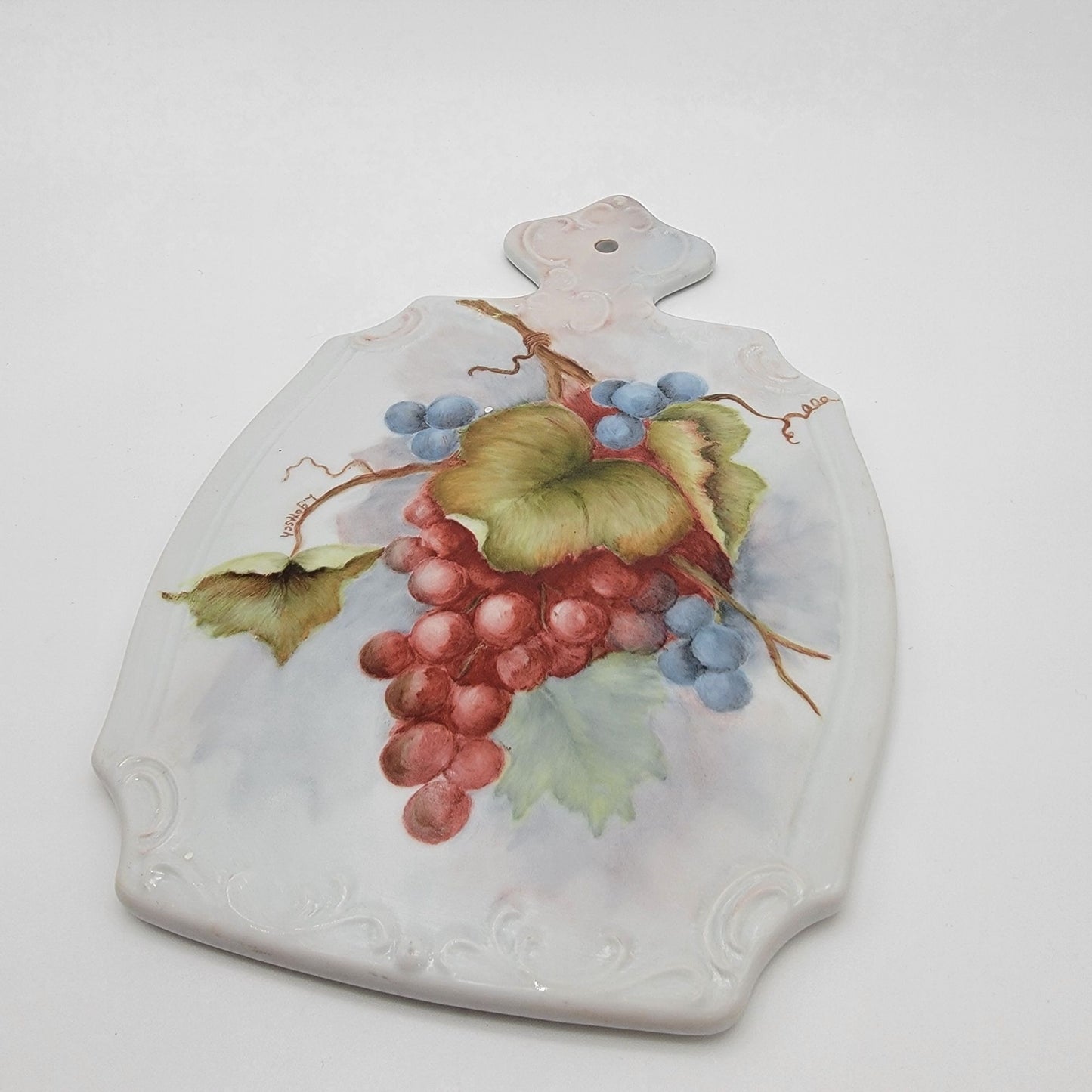 Vintage German Bavarian Porcelain Hand-Painted Cutting Board Signed L Gottsch