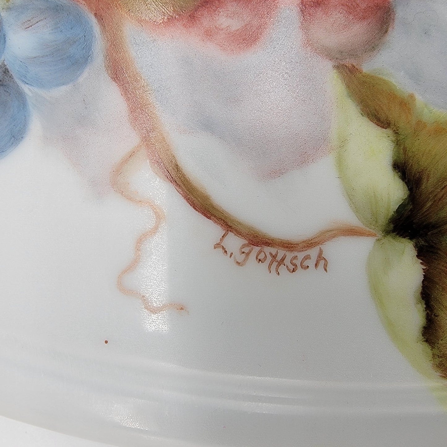 Vintage German Bavarian Porcelain Hand-Painted Cutting Board Signed L Gottsch