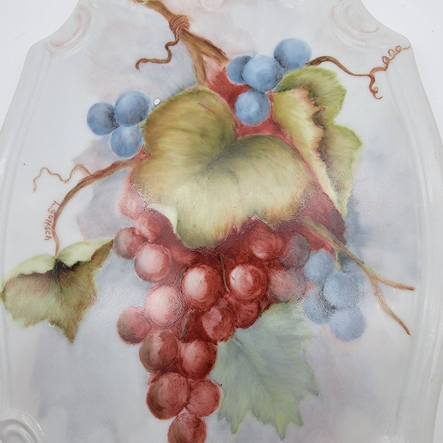 Vintage German Bavarian Porcelain Hand-Painted Cutting Board Signed L Gottsch