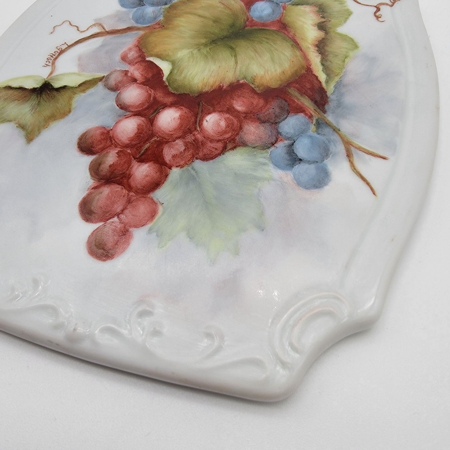 Vintage German Bavarian Porcelain Hand-Painted Cutting Board Signed L Gottsch