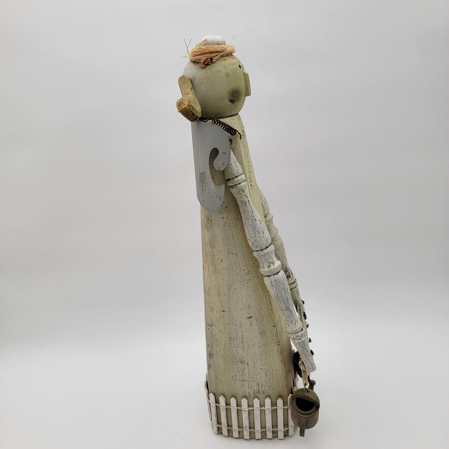 Vintage Primitive Folk Art Wooden Garden Angel Statue