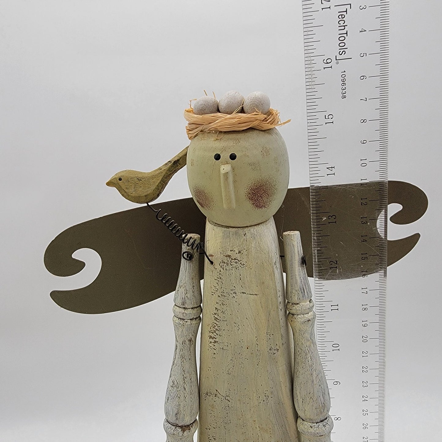 Vintage Primitive Folk Art Wooden Garden Angel Statue