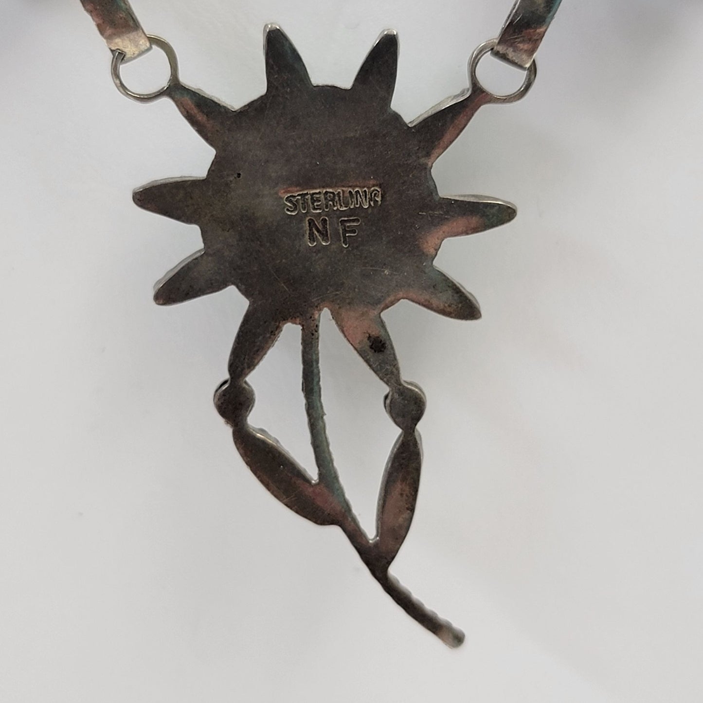 Vintage Sterling Silver Norbert & Florenda Haskie Zuni Needlepoint Petit Point Turquoise Necklace