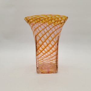 Joseph Morel Zellique Studios Latticino Art Glass Fan Vase