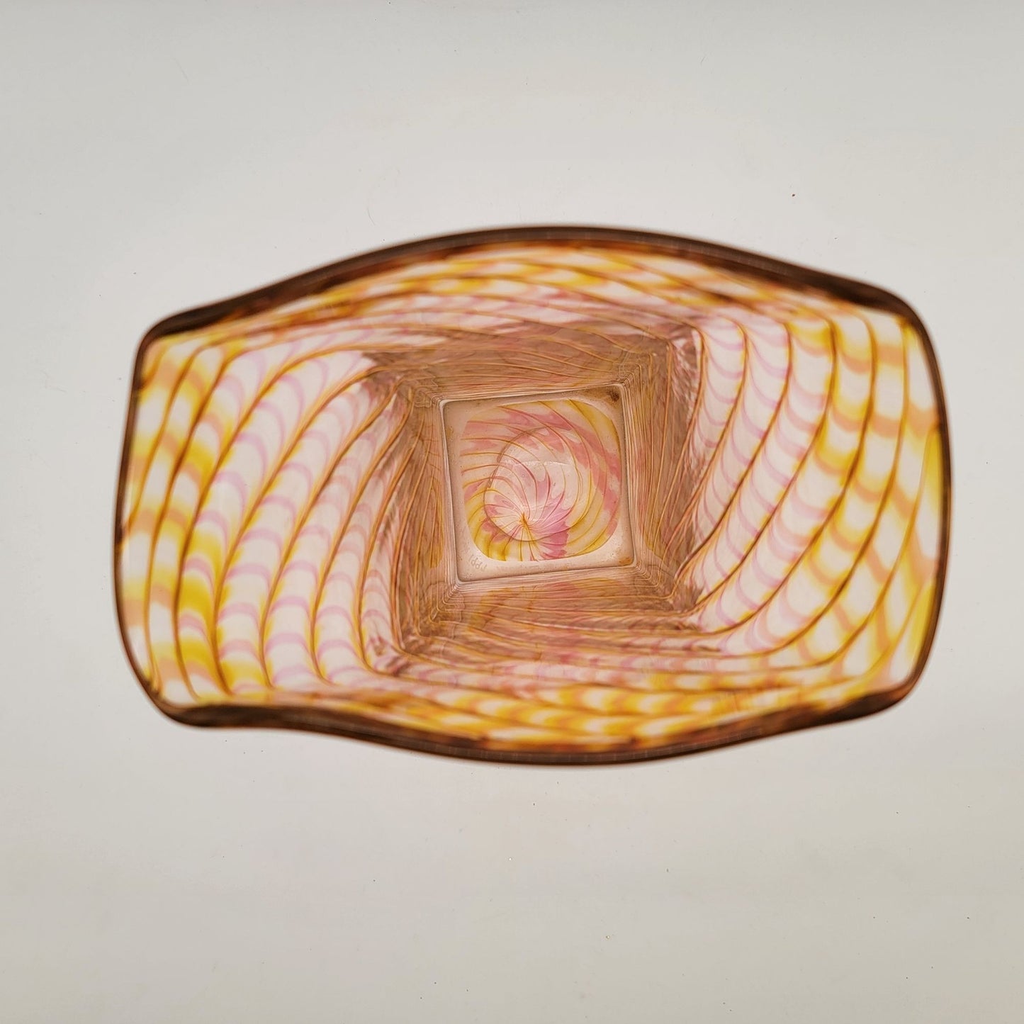 Joseph Morel Zellique Studios Latticino Art Glass Fan Vase