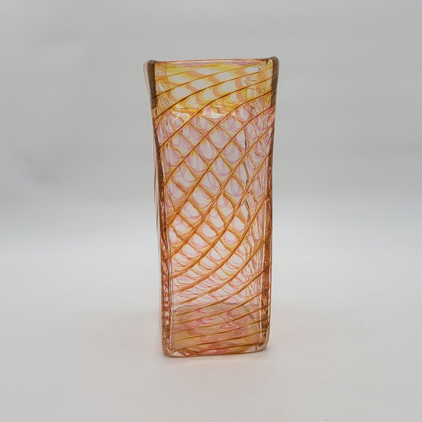 Joseph Morel Zellique Studios Latticino Art Glass Fan Vase