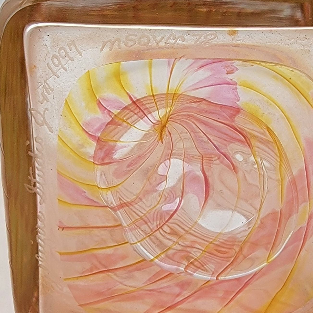 Joseph Morel Zellique Studios Latticino Art Glass Fan Vase