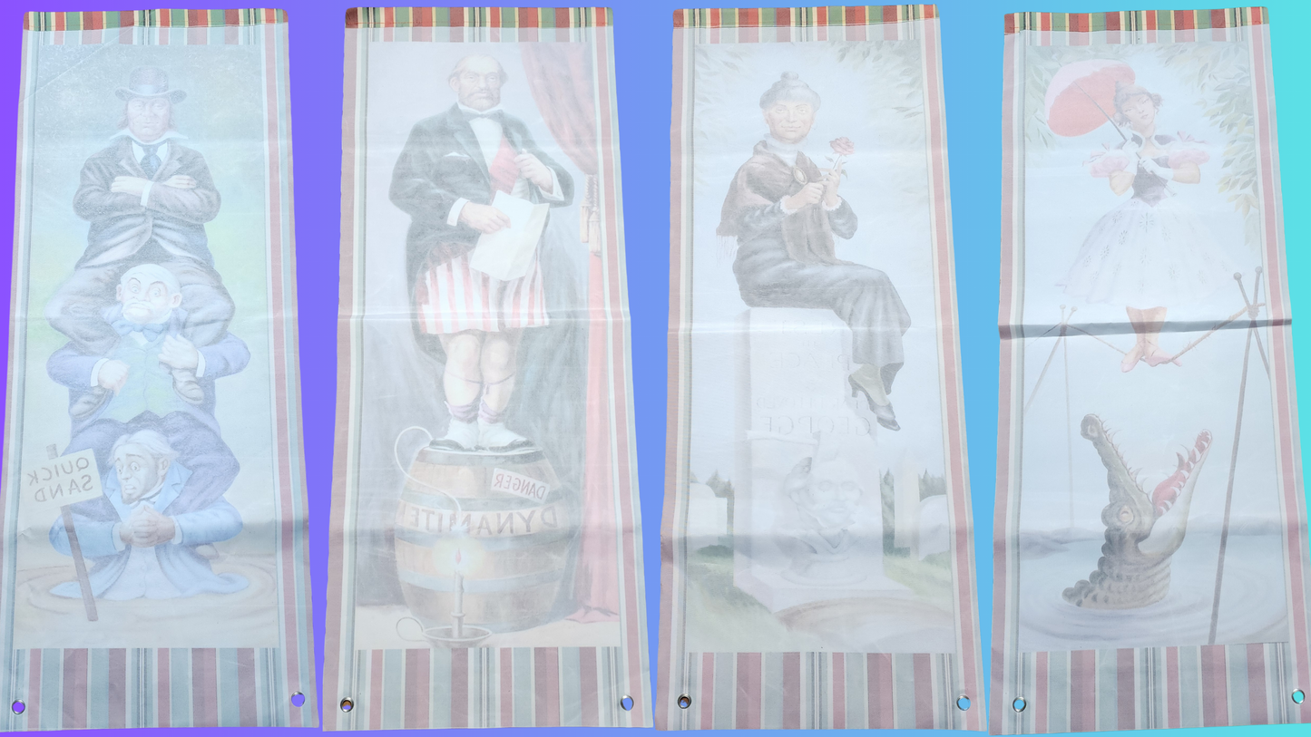 Set of Haunted Mansion Stretching Room Portrait Fabric Panels