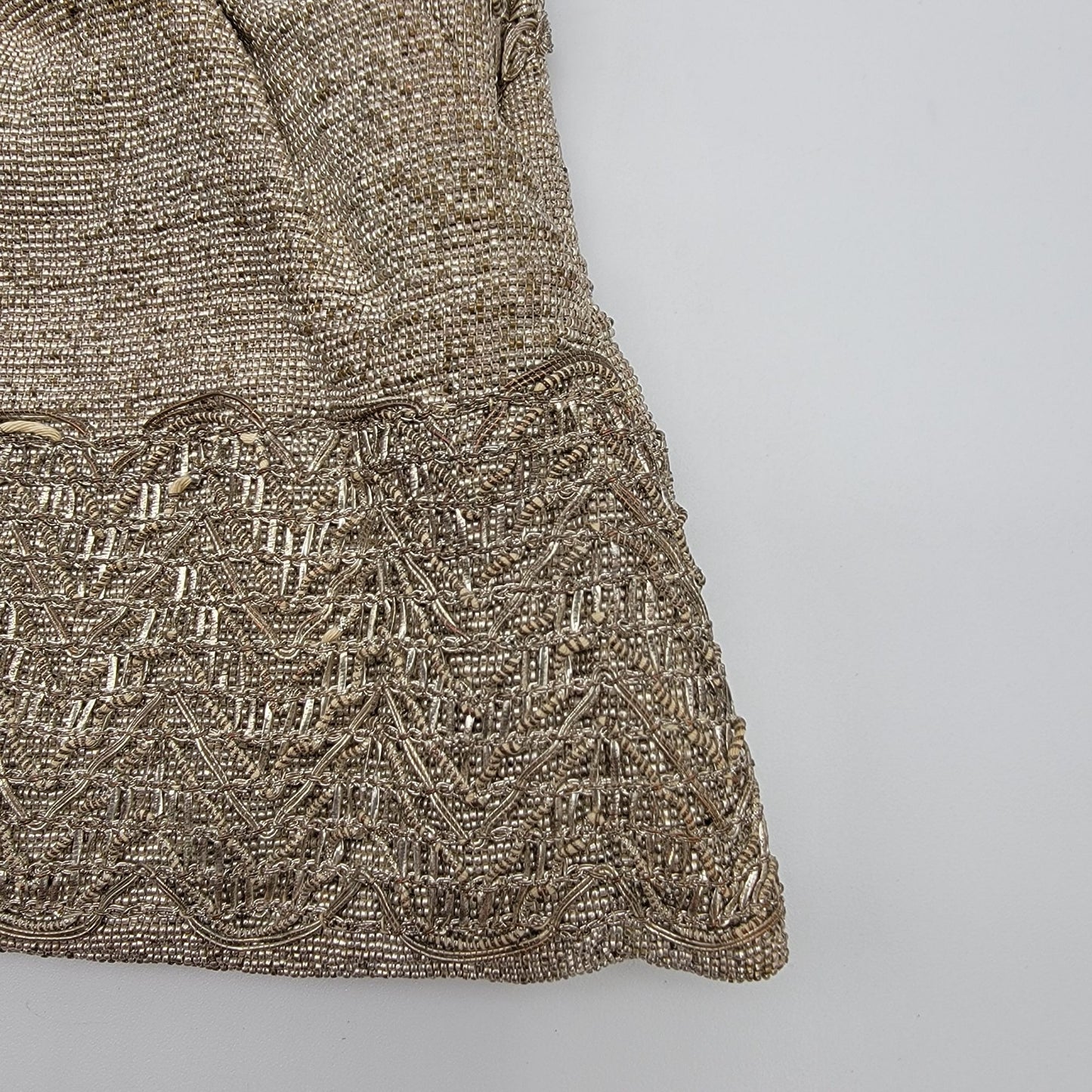 Art Deco Silver-Beaded Evening Bag Rhinestone Clasp