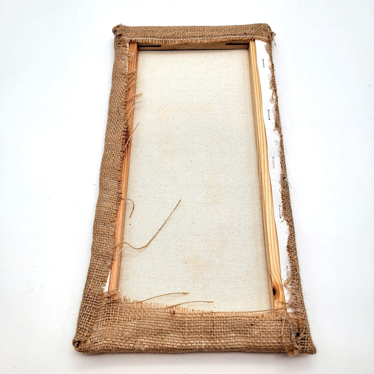 Hand-made Button Carrot Art On Burlap Canvas
