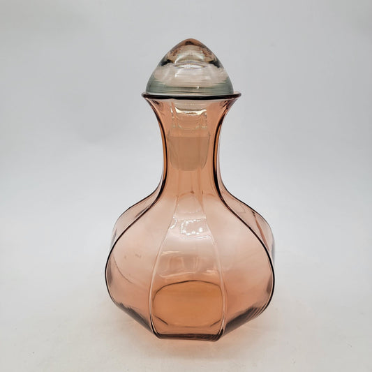 Vintage Indiana Glass Tiara Exclusive Soft Peach Decanter With Clear Stopper