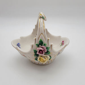 Vintage Friedrich Wessel Dresden Porcelain Basket Roses