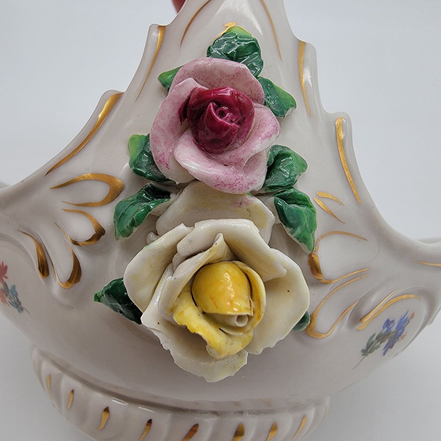 Vintage Friedrich Wessel Dresden Porcelain Basket Roses