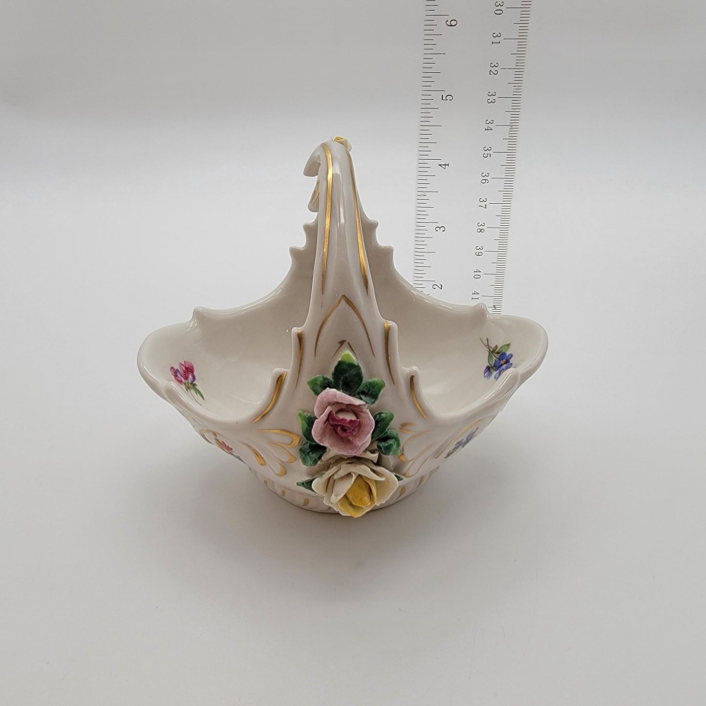 Vintage Friedrich Wessel Dresden Porcelain Basket Roses
