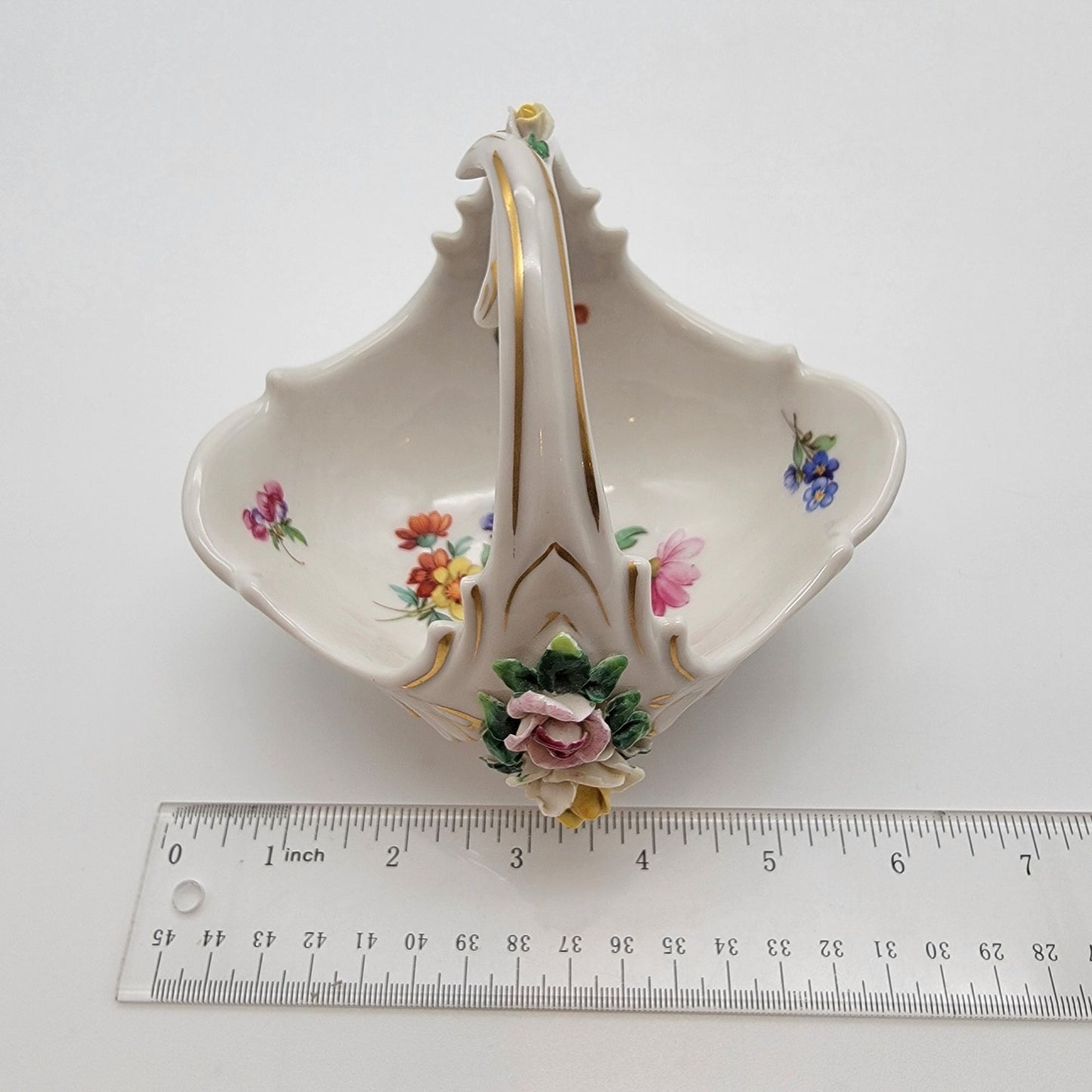 Vintage Friedrich Wessel Dresden Porcelain Basket Roses