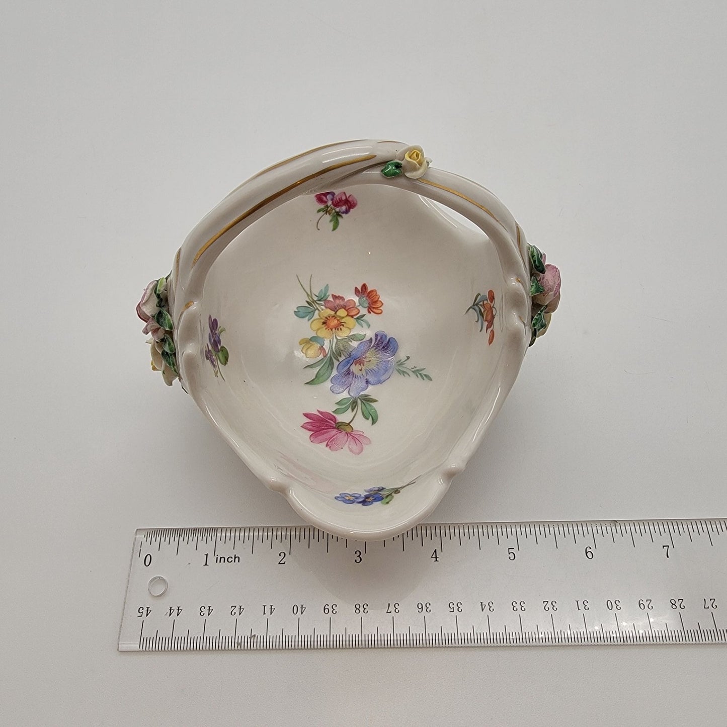 Vintage Friedrich Wessel Dresden Porcelain Basket Roses