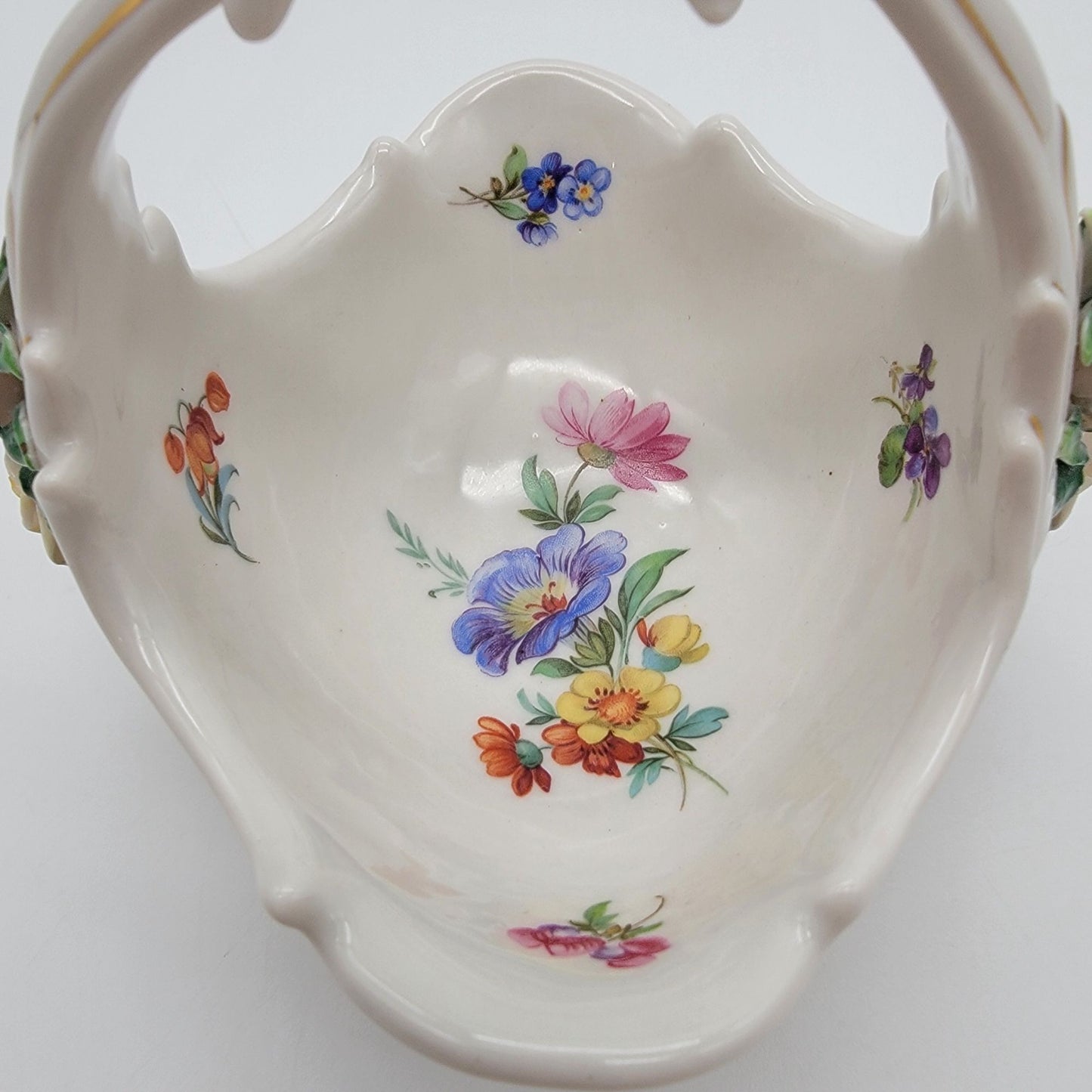 Vintage Friedrich Wessel Dresden Porcelain Basket Roses