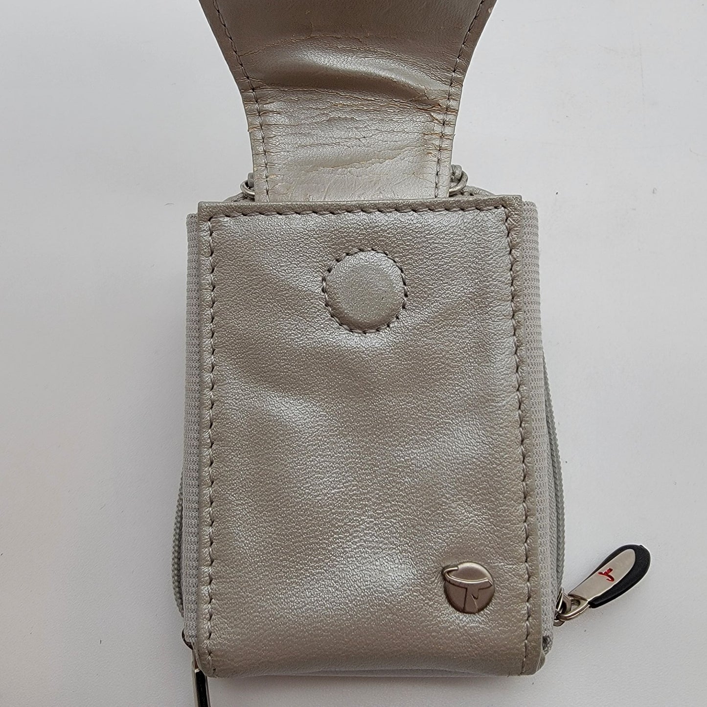 Travelon Vintage Grey Leather Anti-Theft Belt Wallet Card Holder