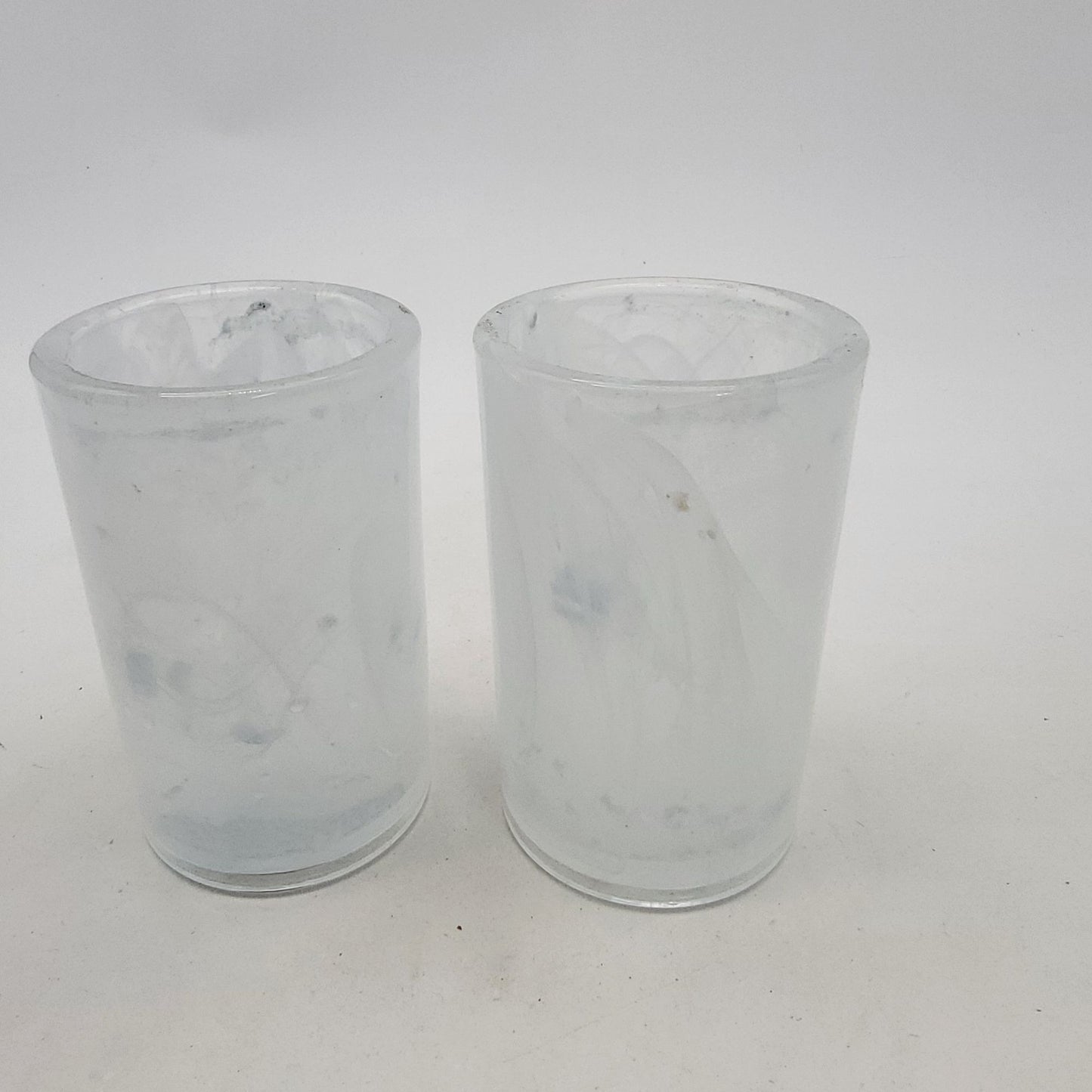 PartyLite Indulgences Art Glass Candle Holders White Swirl Set Of 2