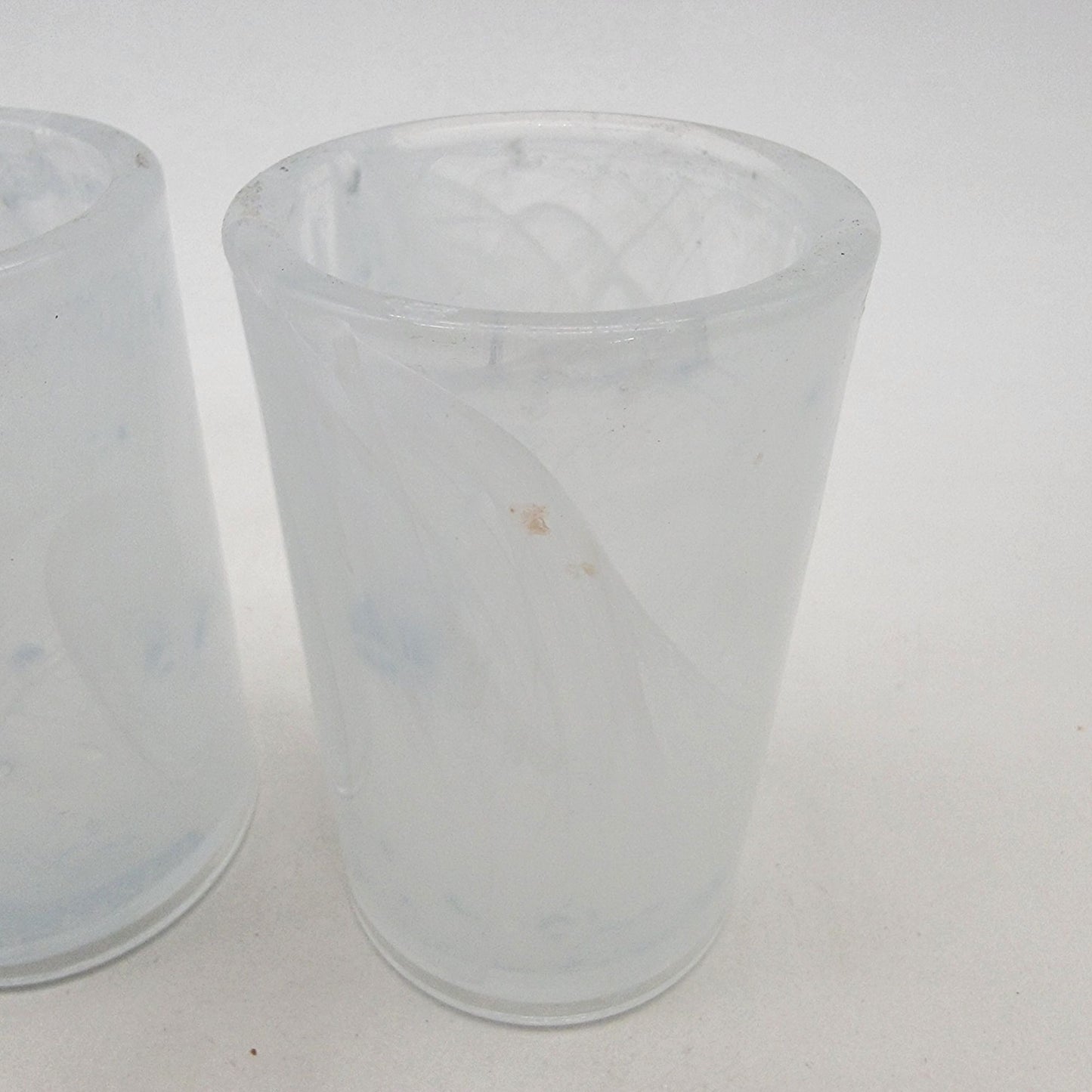 PartyLite Indulgences Art Glass Candle Holders White Swirl Set Of 2