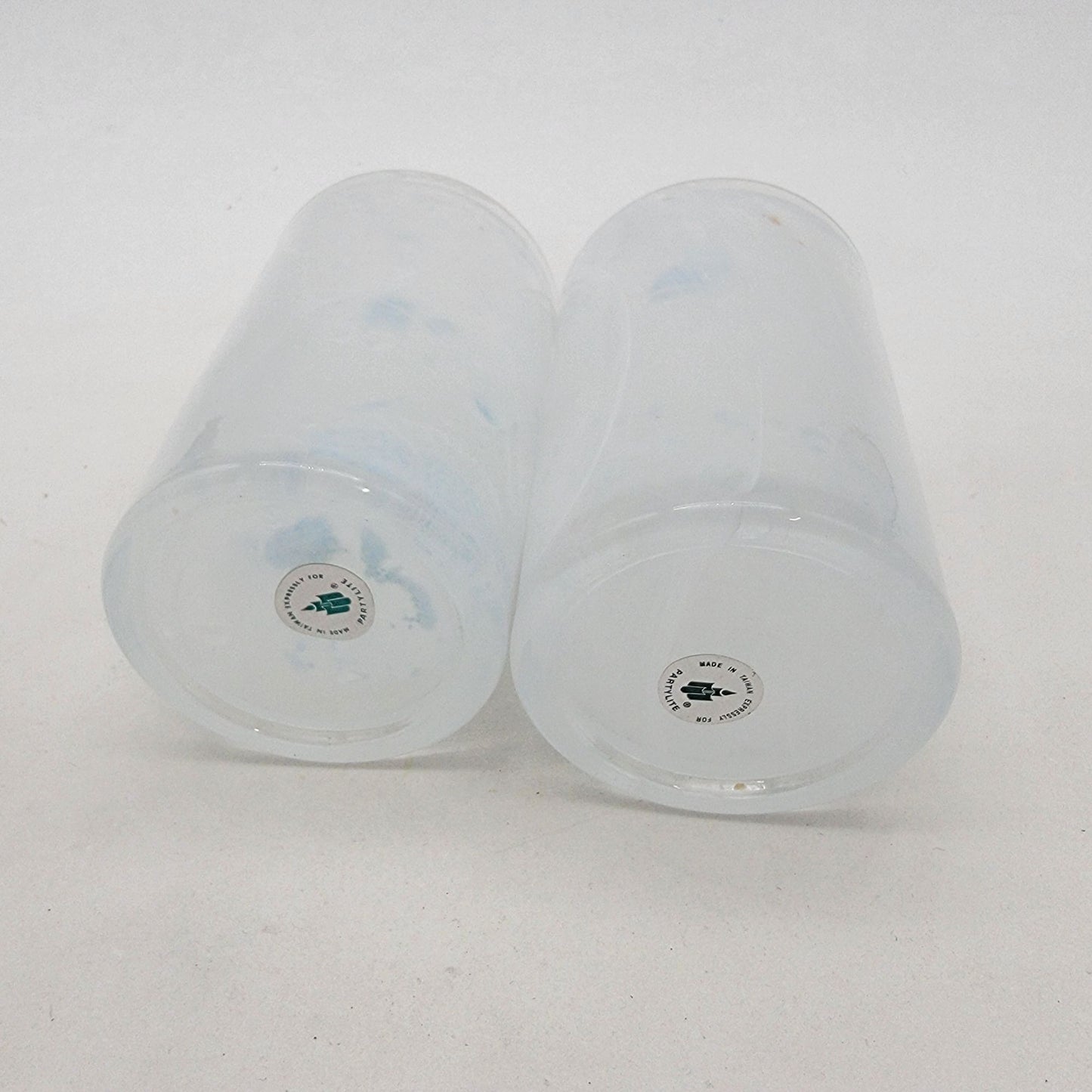 PartyLite Indulgences Art Glass Candle Holders White Swirl Set Of 2