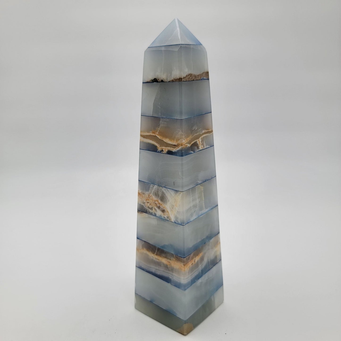 Vintage Neoclassical Banded Onyx Obelisk Tower